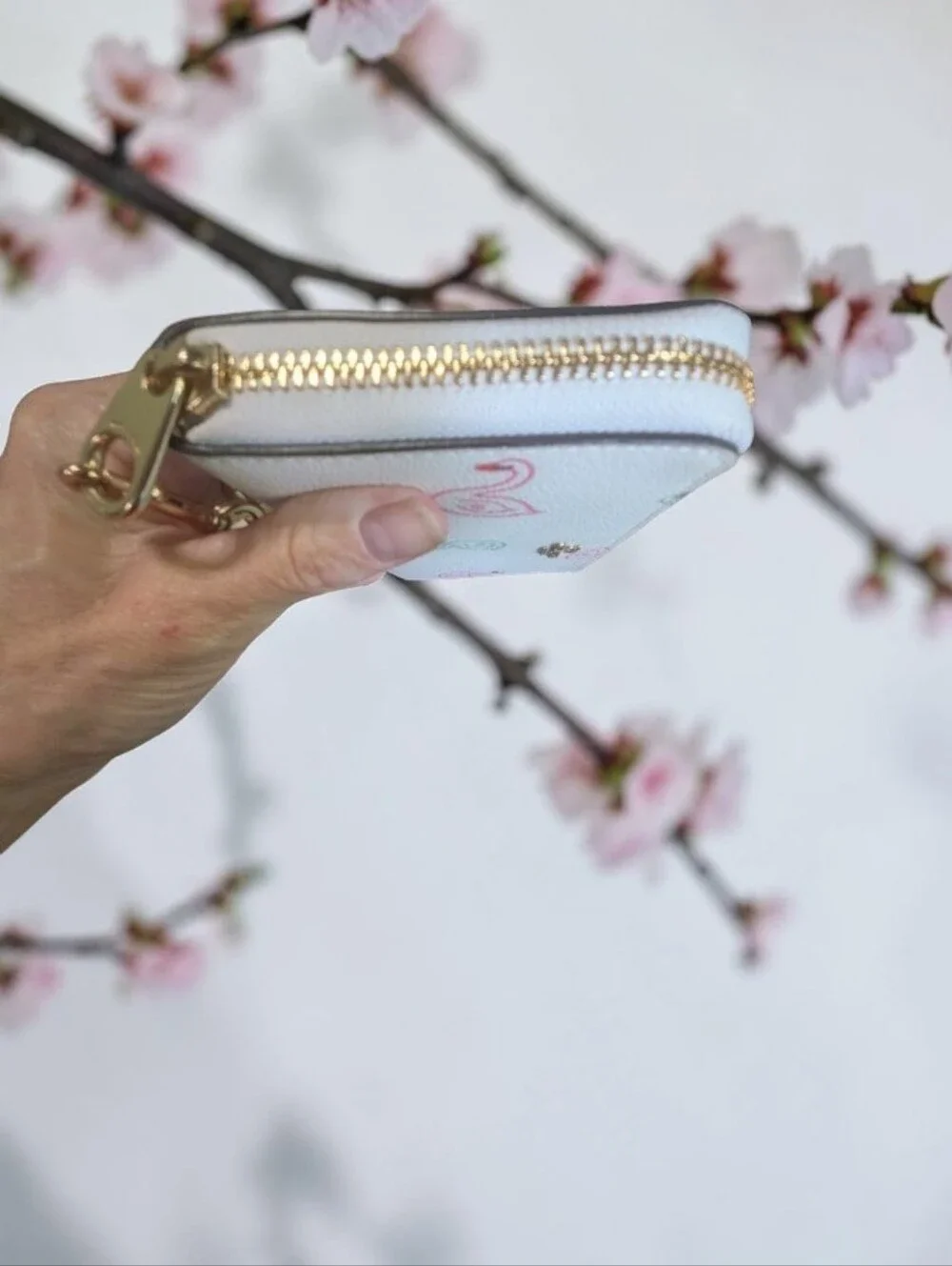 NWT COACH White Floral Zip Wristlet with Pastel Accents